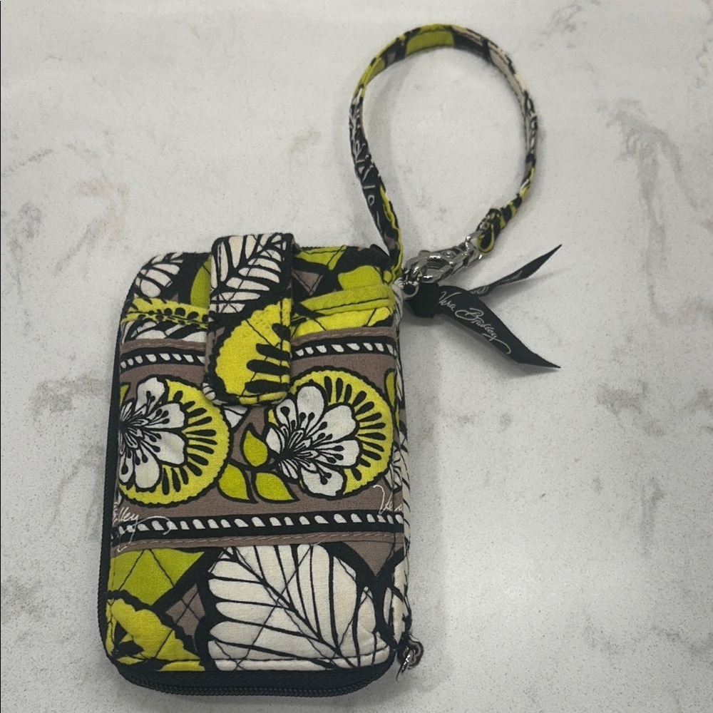 Vera Bradley Yellow and Black Floral Wristlet Retired - Picture 5 of 10